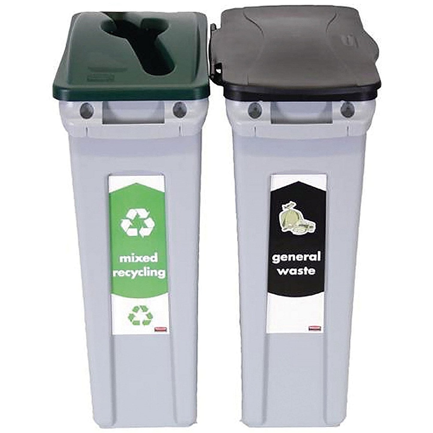 Rubbermaid Slim Jim 2-Stream Recycling Station, General Waste/Mixed Recycling, 2 x 87 Litres
