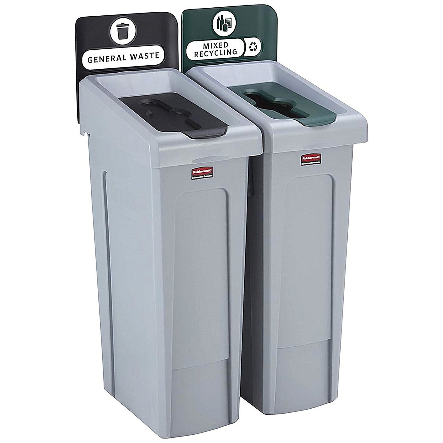 Rubbermaid Slim Jim 2-Stream Recycling Station, General Waste/Mixed Recycling, 2 x 87 Litres