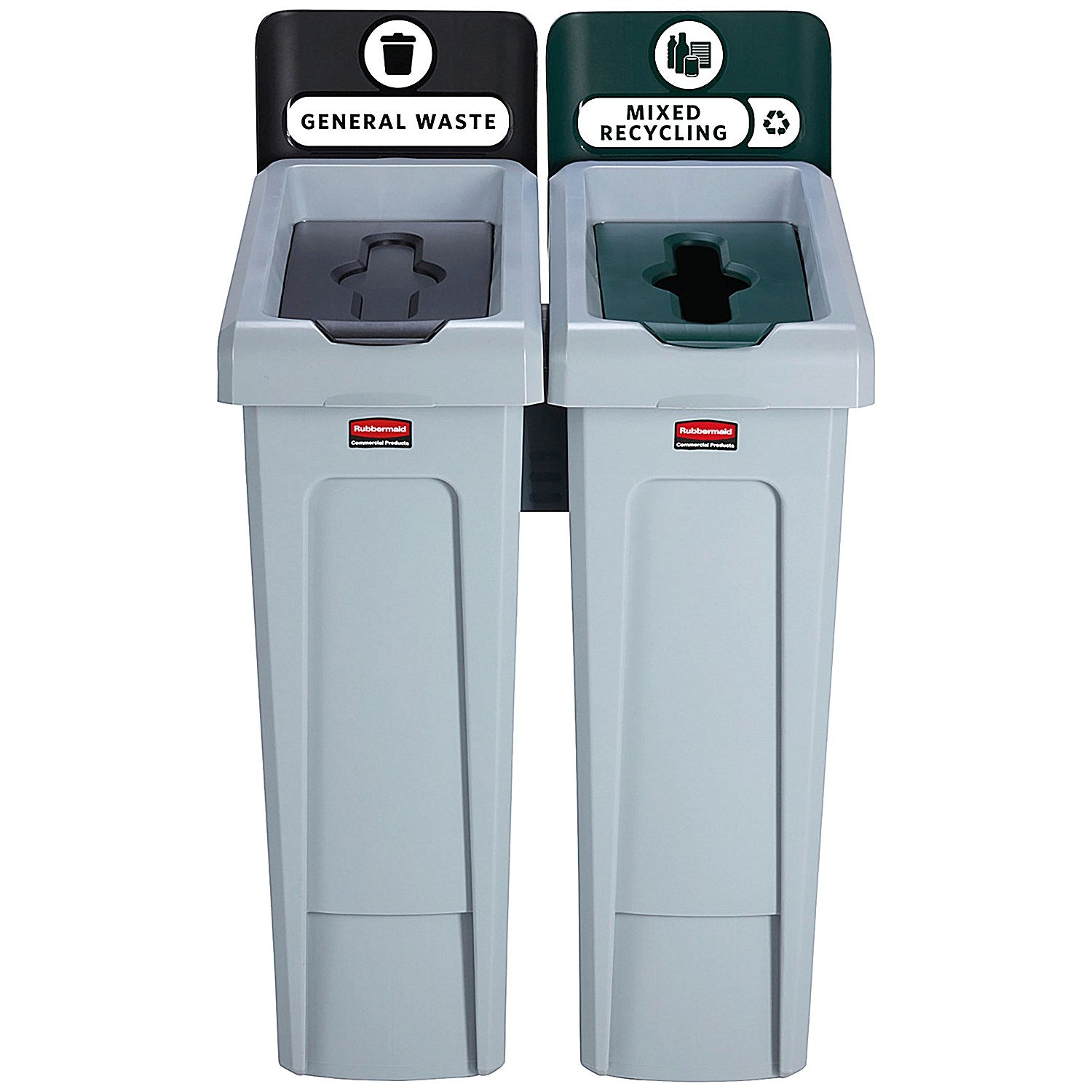 Rubbermaid Slim Jim 2-Stream Recycling Station, General Waste/Mixed Recycling, 2 x 87 Litres Easy2Order : RU91843