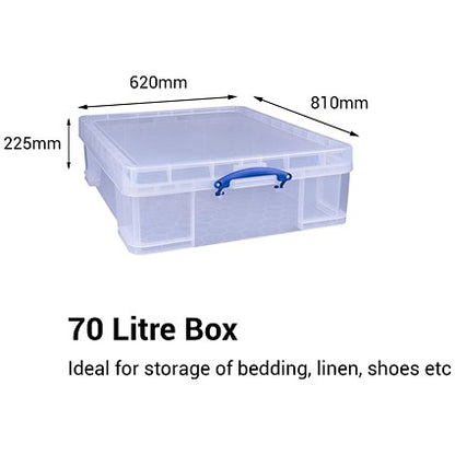 Really Useful Storage Box, 70 Litre, Clear