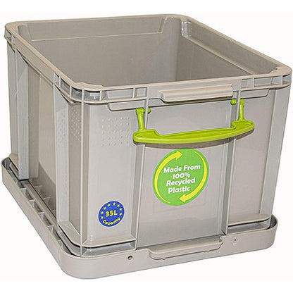 Really Useful Recycled Storage Box, 35 Litre, Grey