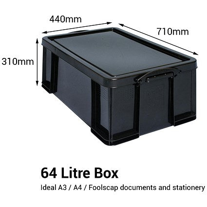 Really Useful Storage Box, 64 Litre, Black