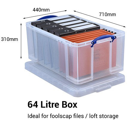 Really Useful Storage Box, 64 Litre, Clear