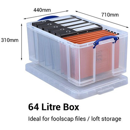 Really Useful Storage Box, 64 Litre, Clear