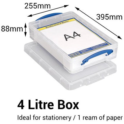 Really Useful Storage Box, 4 Litre, Clear