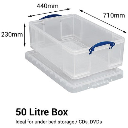 Really Useful Storage Box, 50 Litre, Clear