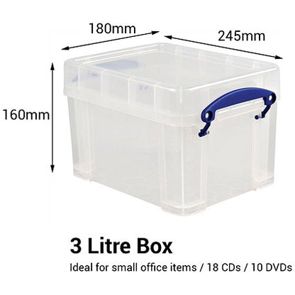Really Useful Storage Box, 3 Litre, Clear