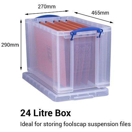 Really Useful Storage Box, 24 Litre, Clear