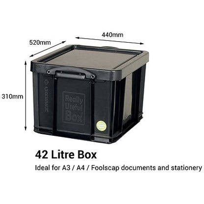 Really Useful Storage Box, 42 Litre, Black