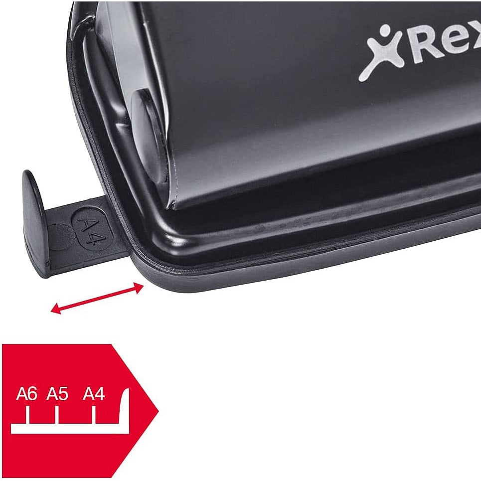 Rexel V412 4 Hole Punch, Capacity 12 Sheets, Black