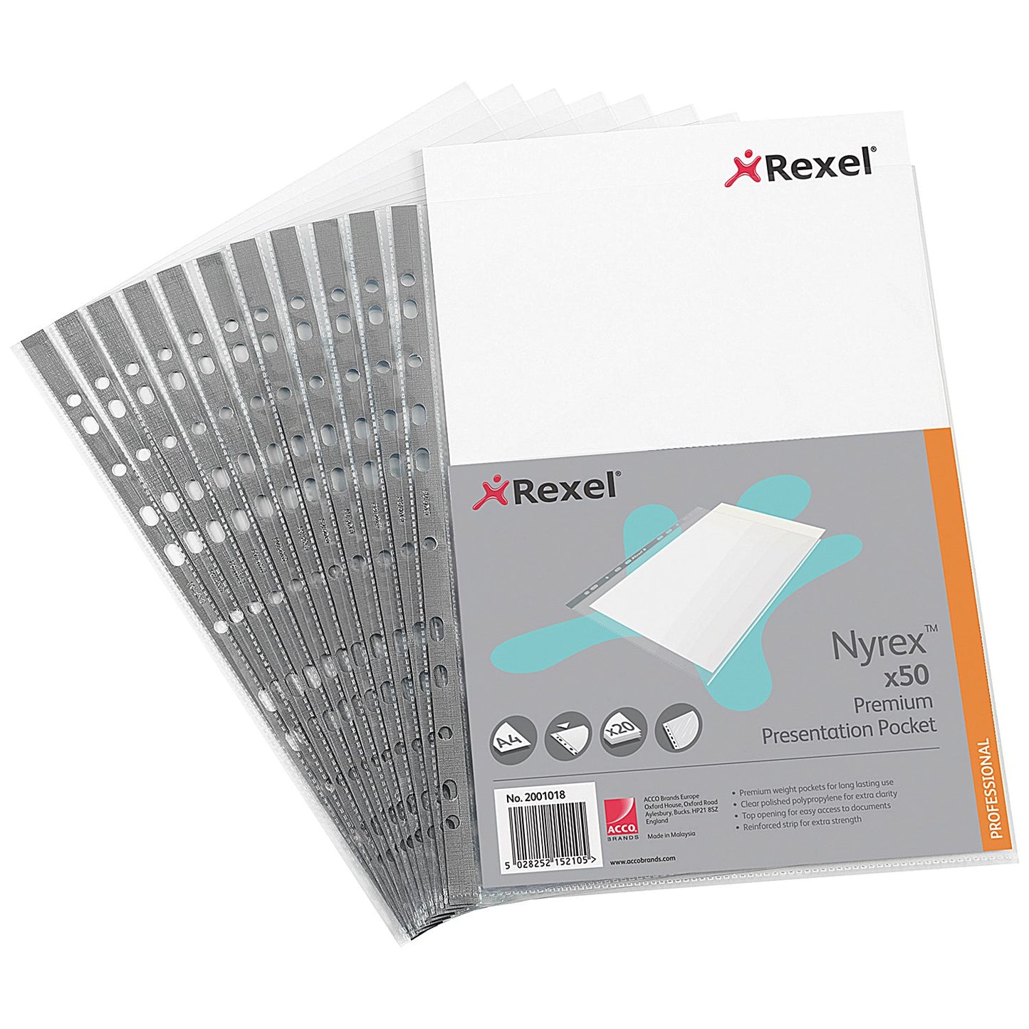 Rexel A4 Nyrex Premium Presentation Pockets, 90 Micron, Top Opening, Pack of 50