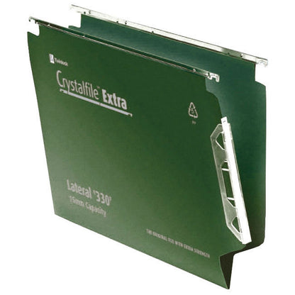 Rexel Crystalfile Extra Polypropylene Lateral Suspension Files, 330mm Width, 15mm V Base, Green, Pack of 25