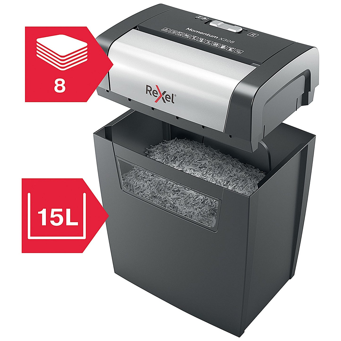 Rexel Momentum X308 P-3 Cross-Cut Shredder, 15 Litres