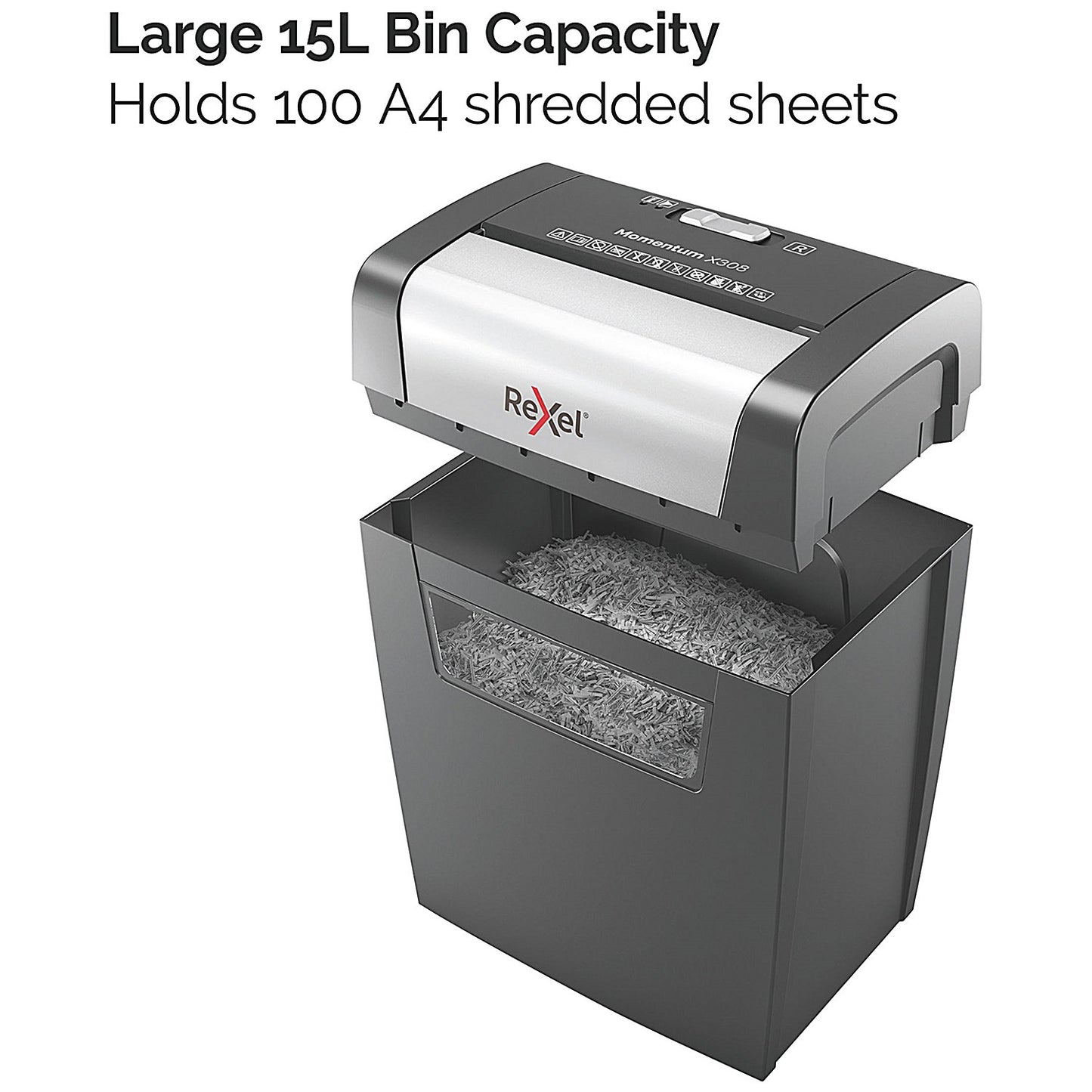Rexel Momentum X308 P-3 Cross-Cut Shredder, 15 Litres
