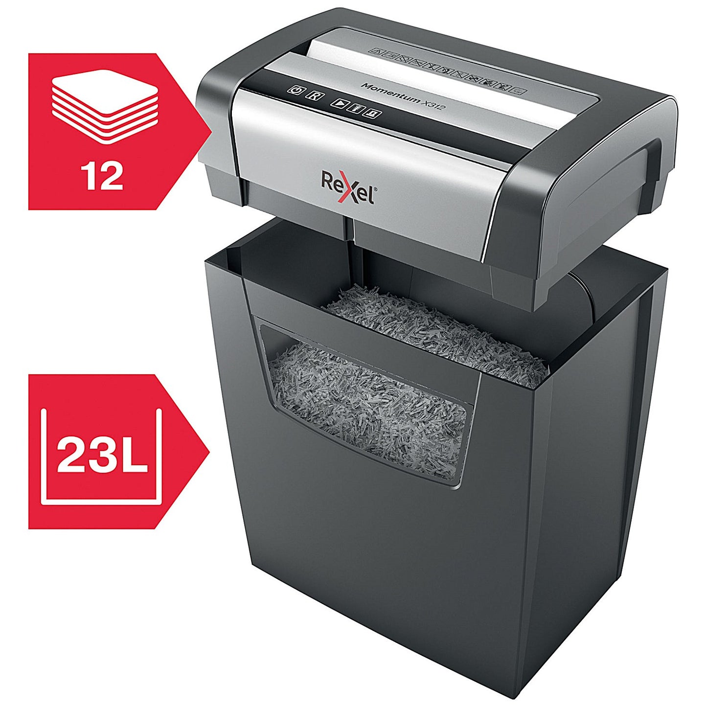 Rexel Momentum X312 P-3 Cross-Cut Shredder, 23 Litres