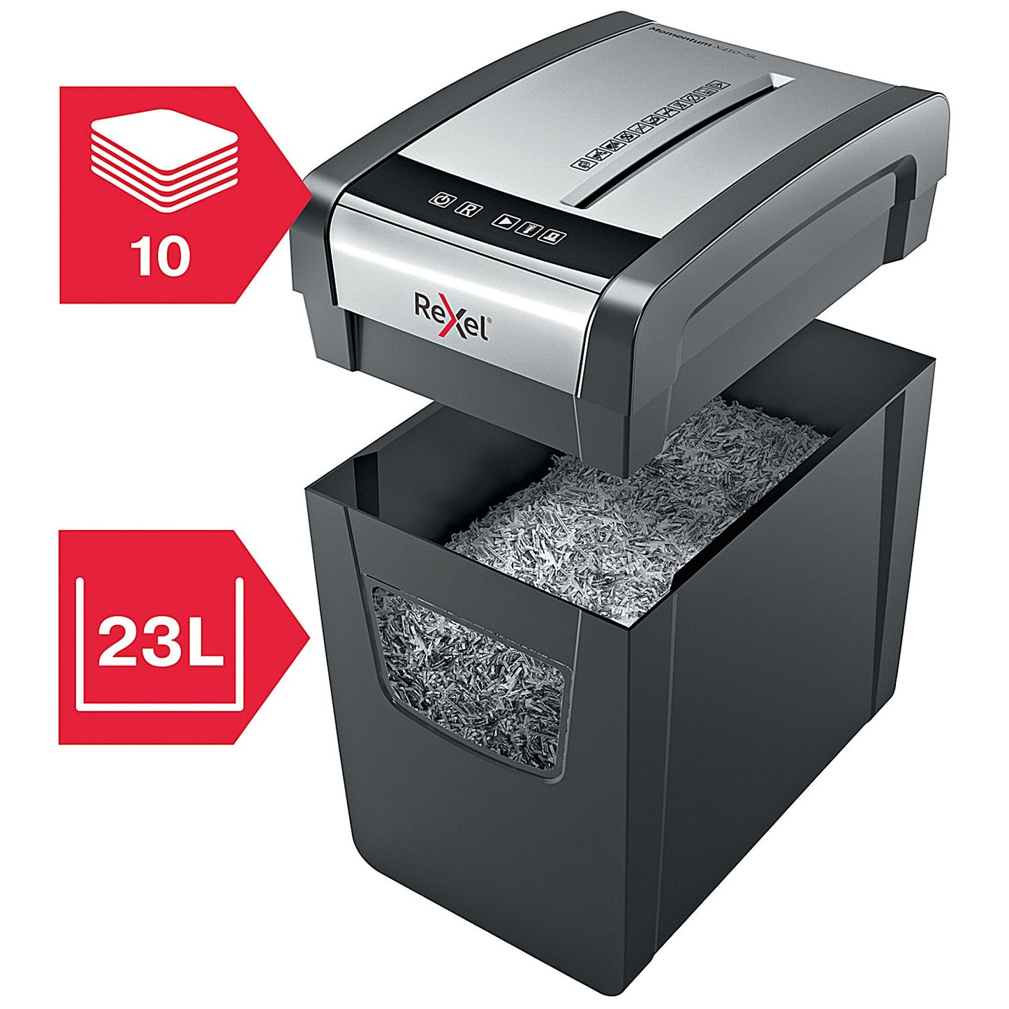 Rexel Momentum X410-SL Slimline P-4 Cross-Cut Shredder, 23 Litres