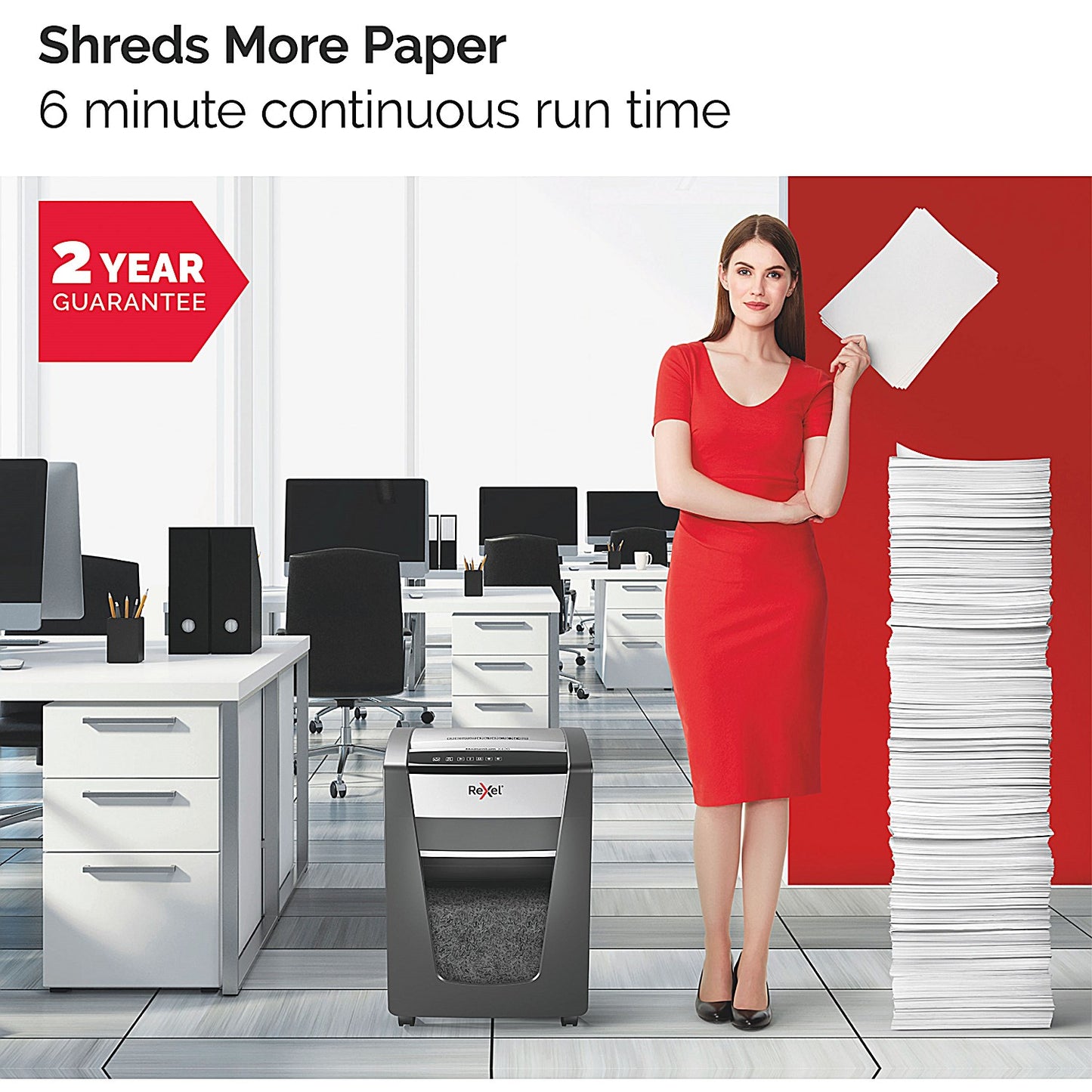 Rexel Momentum X410-SL Slimline P-4 Cross-Cut Shredder, 23 Litres