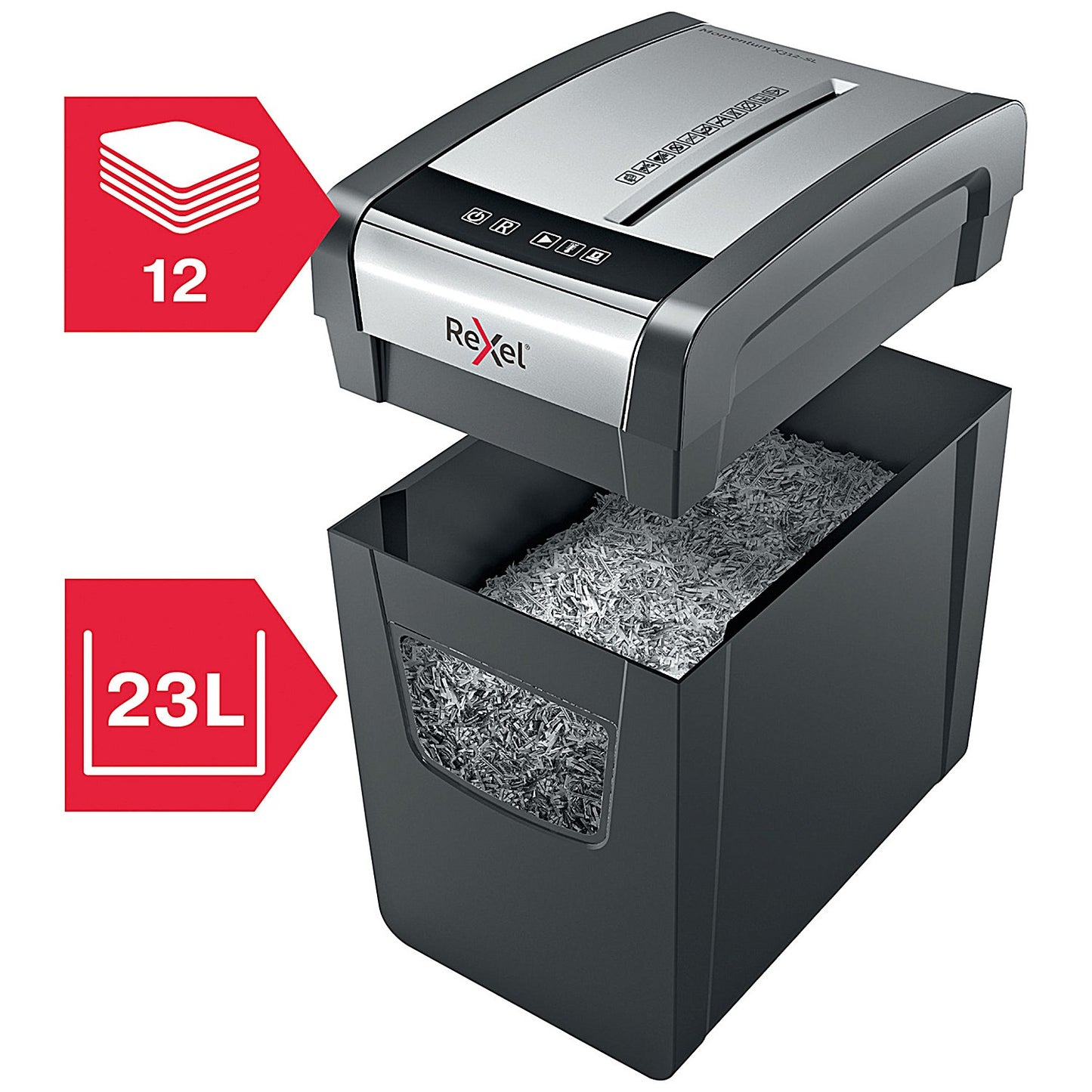 Rexel Momentum X312-SL Slimline P-3 Cross-Cut Shredder, 23 Litres