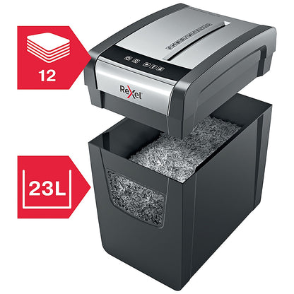 Rexel Momentum X312-SL Slimline P-3 Cross-Cut Shredder, 23 Litres