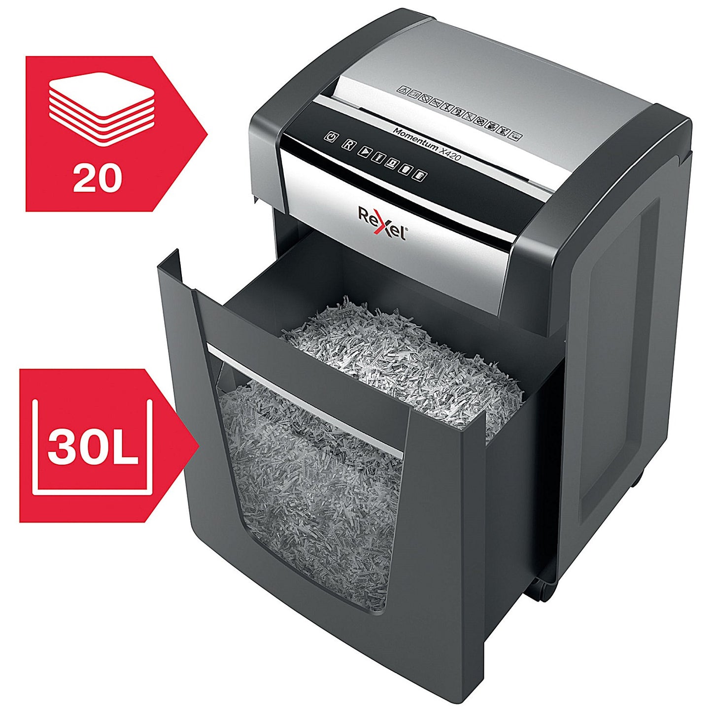 Rexel Momentum X420 P-4 Cross-Cut Shredder, 30 Litres