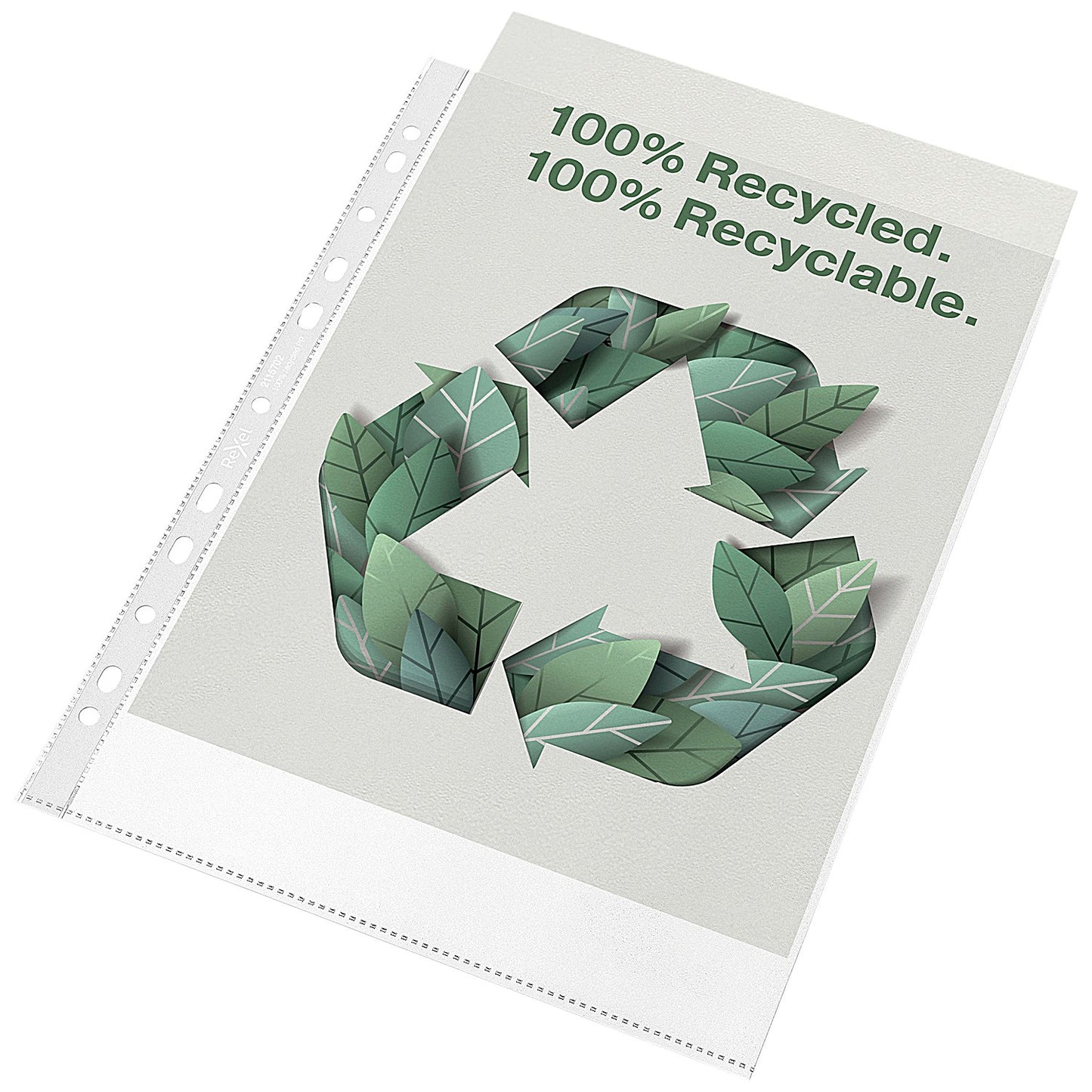 Rexel A4 Recycled Punched Pockets, 70 Micron, Top Opening, Pack of 100