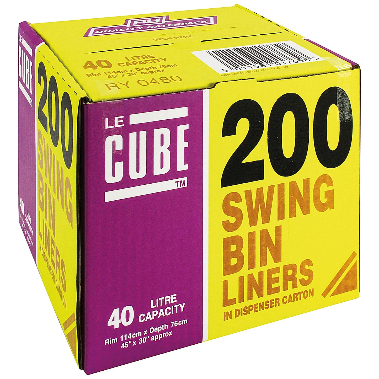 Le Cube Medium Duty Swing Bin Liners, 46 Litre, Black, Pack of 200