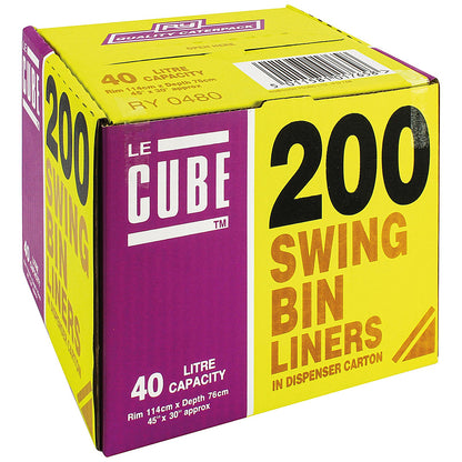 Le Cube Medium Duty Swing Bin Liners, 46 Litre, Black, Pack of 200