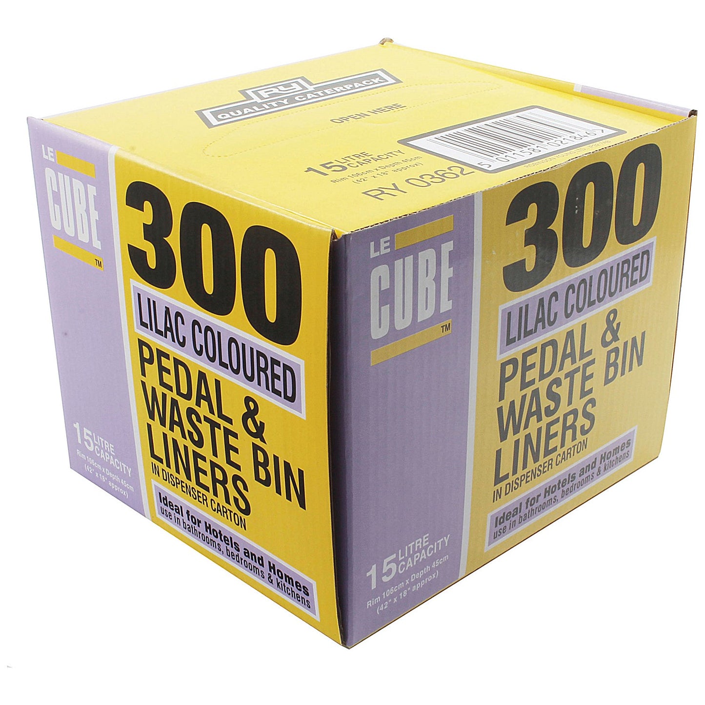 Le Cube Heavy Duty Pedal Bin Liners, 15 Litre, Lilac, Pack of 300