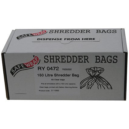 Safewrap Shredder Bags, Capacity 150 Litre, Pack of 50