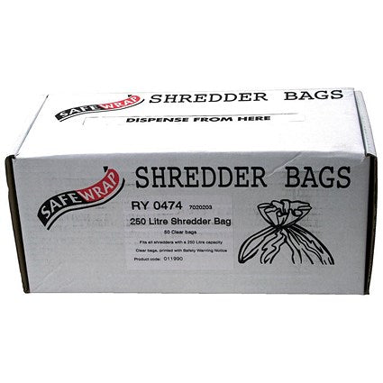 Safewrap Shredder Bags, Capacity 250 Litre, Pack of 50