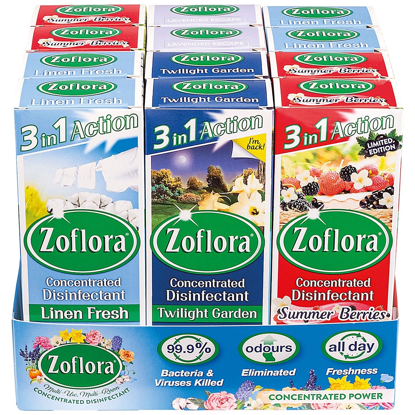 Zoflora 3-in-1 Concentrated Disinfectant, 120ml, Pack of 12