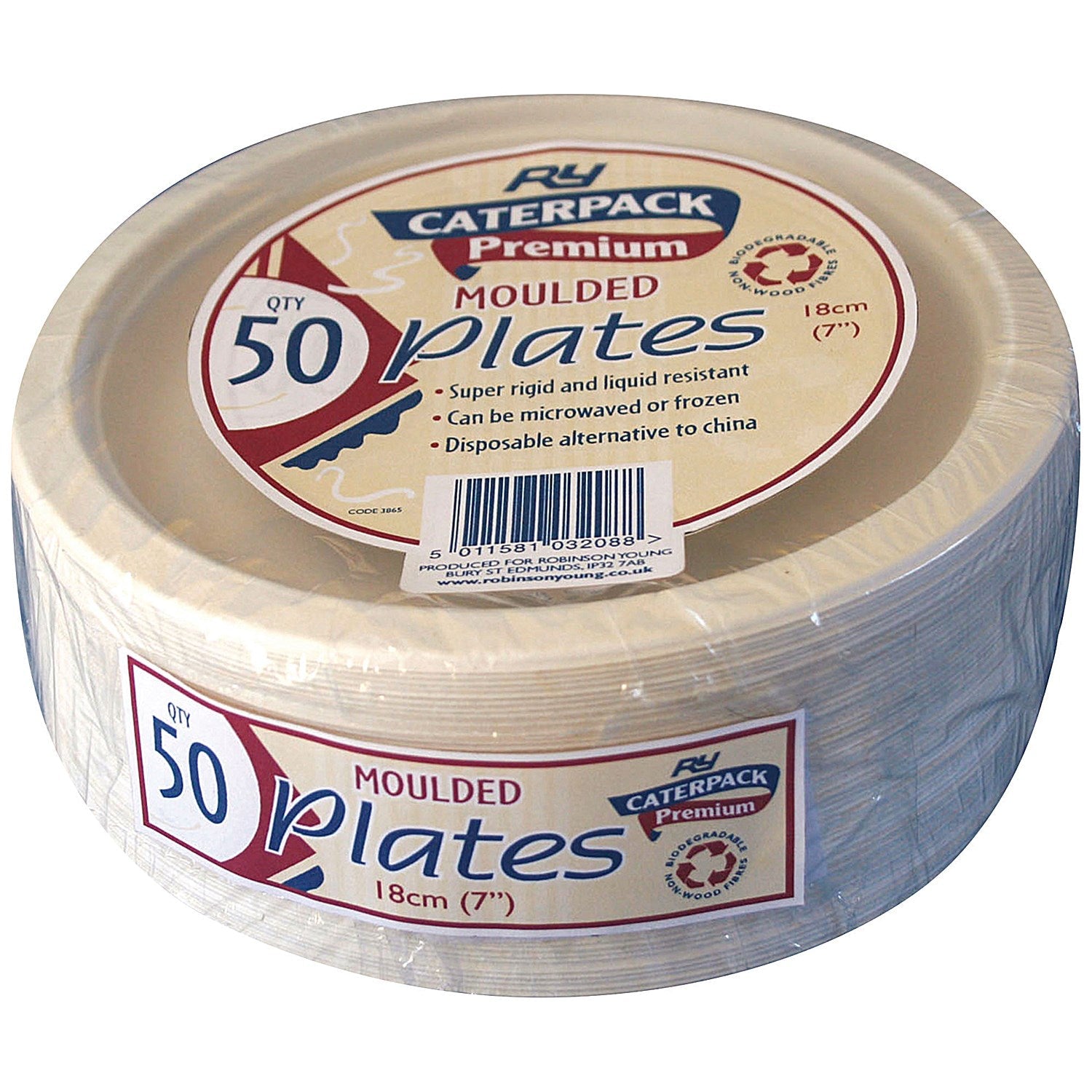 Caterpack Super Rigid Biodegradable Plate, 177mm, White, Pack of 50 Easy2Order : RY32088