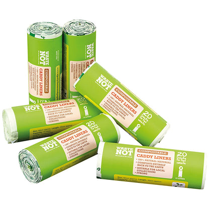 Waste Not Medium Duty Compostable Caddy Liner Bag, 10 Litre, Pack of 120
