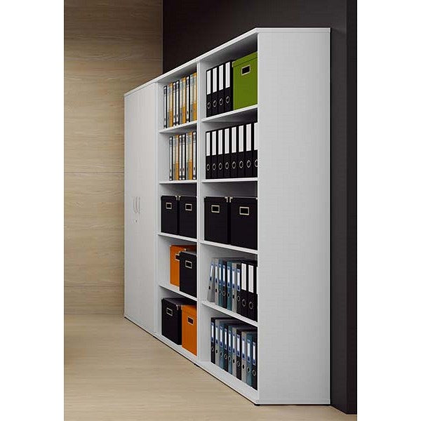 Impulse Extra Tall Cupboard, 4 Shelves, 2000mm High, White