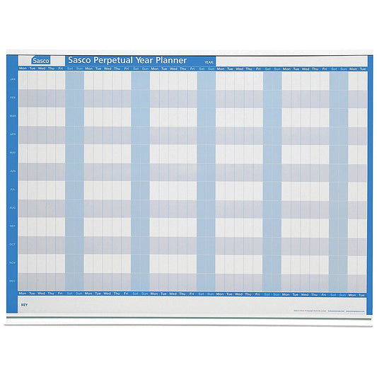 Sasco Magnetic Perpetual Year Planner, Mounted, 915x610mm