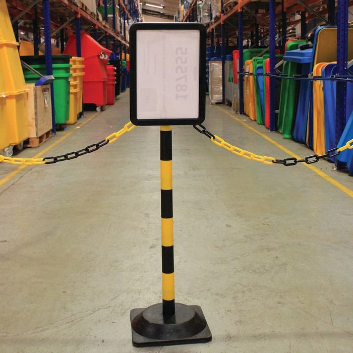 Post and A4 Plastic Sign Holder, Yellow/Black Easy2Order : SBY11709