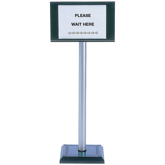 PVC Post Floor Standing Sign Holder, A4, 110cm, Silver