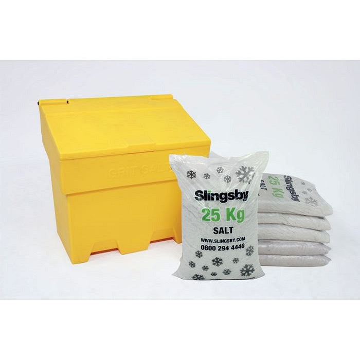 Rota-moulded Stackable Salt and Grit Bin with 150kg White Salt, 170 Litre, Yellow Easy2Order : SBY40188