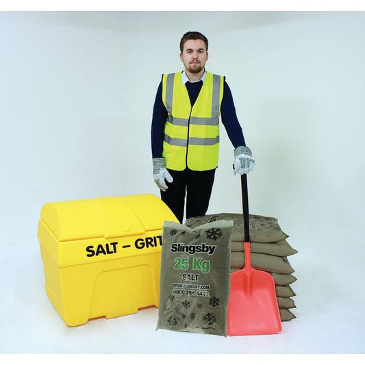 Winter Snow and Ice Clearance Starter Kits with 200kg Brown Rock Salt, 200 Litre, Yellow Easy2Order : SBY44691