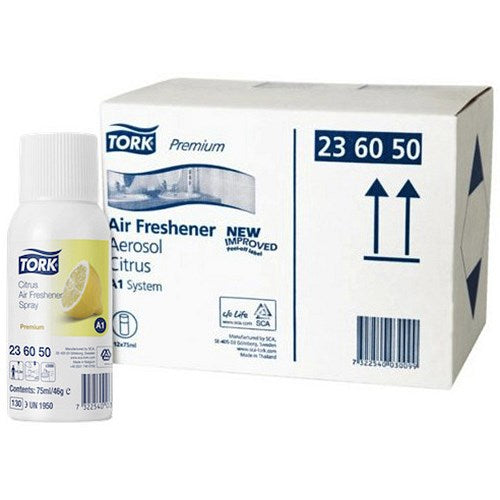 Tork A1 Air Freshener Spray Dispenser Refills, Cirtus, 75ml, Pack of 12