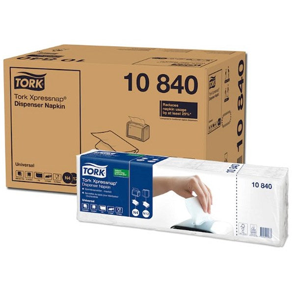 Tork Xpressnap 1-Ply Napkins, 213mmx330mm, White, Pack of 1125