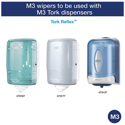 Tork M3 Reflex 2-Ply Wiper Roll, 63m, White, Pack of 9