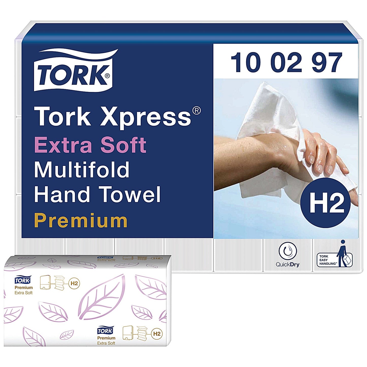 Tork H2 Xpress 2-Ply Extra Soft Hand Towels, White, Pack of 2100