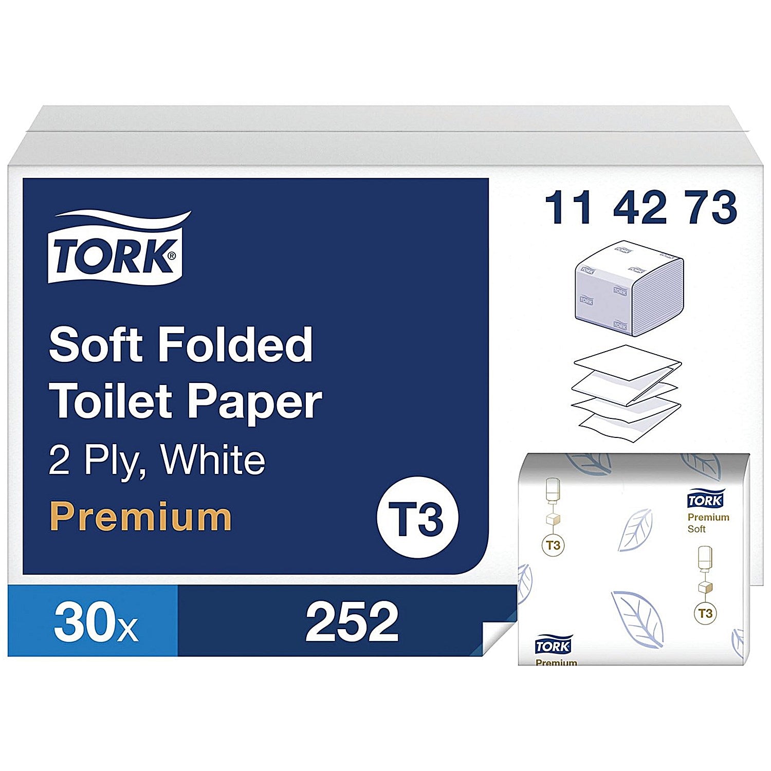Tork T3 Folded Toilet Tissue, 2-Ply, 252 Sheets, Pack of 30 Easy2Order : SCA14273