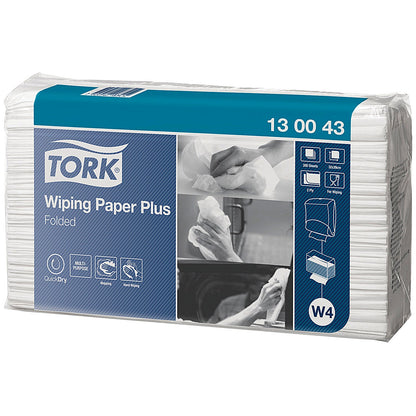 Tork W4 2-Ply Wiping Paper, 2-Ply, White, Pack of 1000