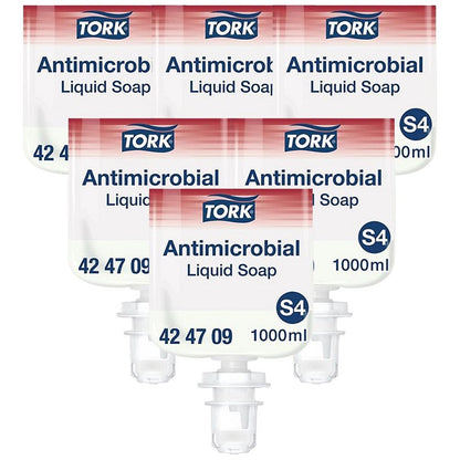 Tork S4 Antimicrobial Hand Washing Liquid Soap, 1 Litre, Pack of 6