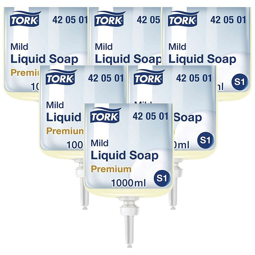 Tork S1 Premium Mild Hand Wash Cartridge, 1 Litre, Pack of 6