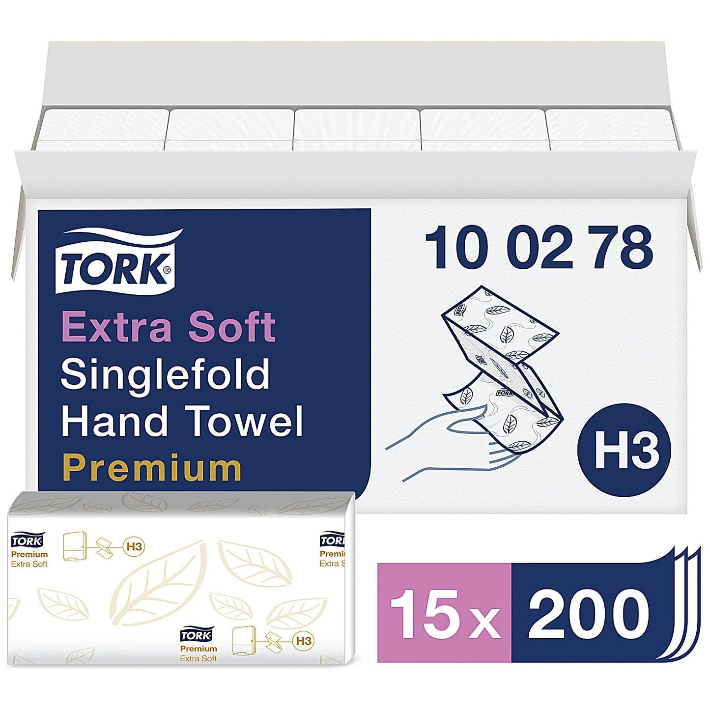 Tork H3 Premium 2-Ply Hand Towels, White, Pack of 3000 Easy2Order : SCA44725