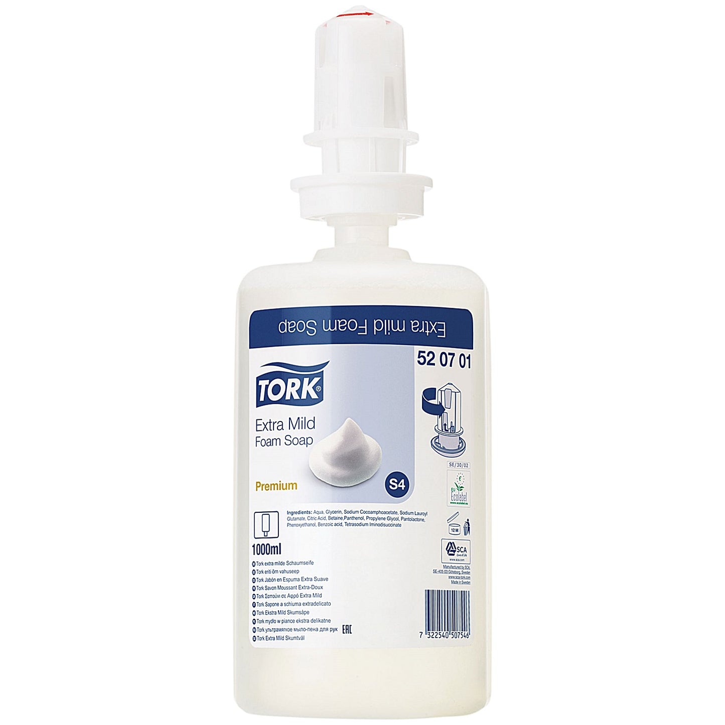 Tork S4 Premium Foam Hand Wash Cartridge, 1 Litre, Pack of 6