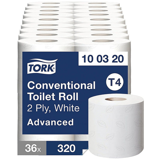 Tork Conventional Toilet Roll, 2-Ply, 320 Sheets Per Roll, Pack of 36 Easy2Order : SCA55215